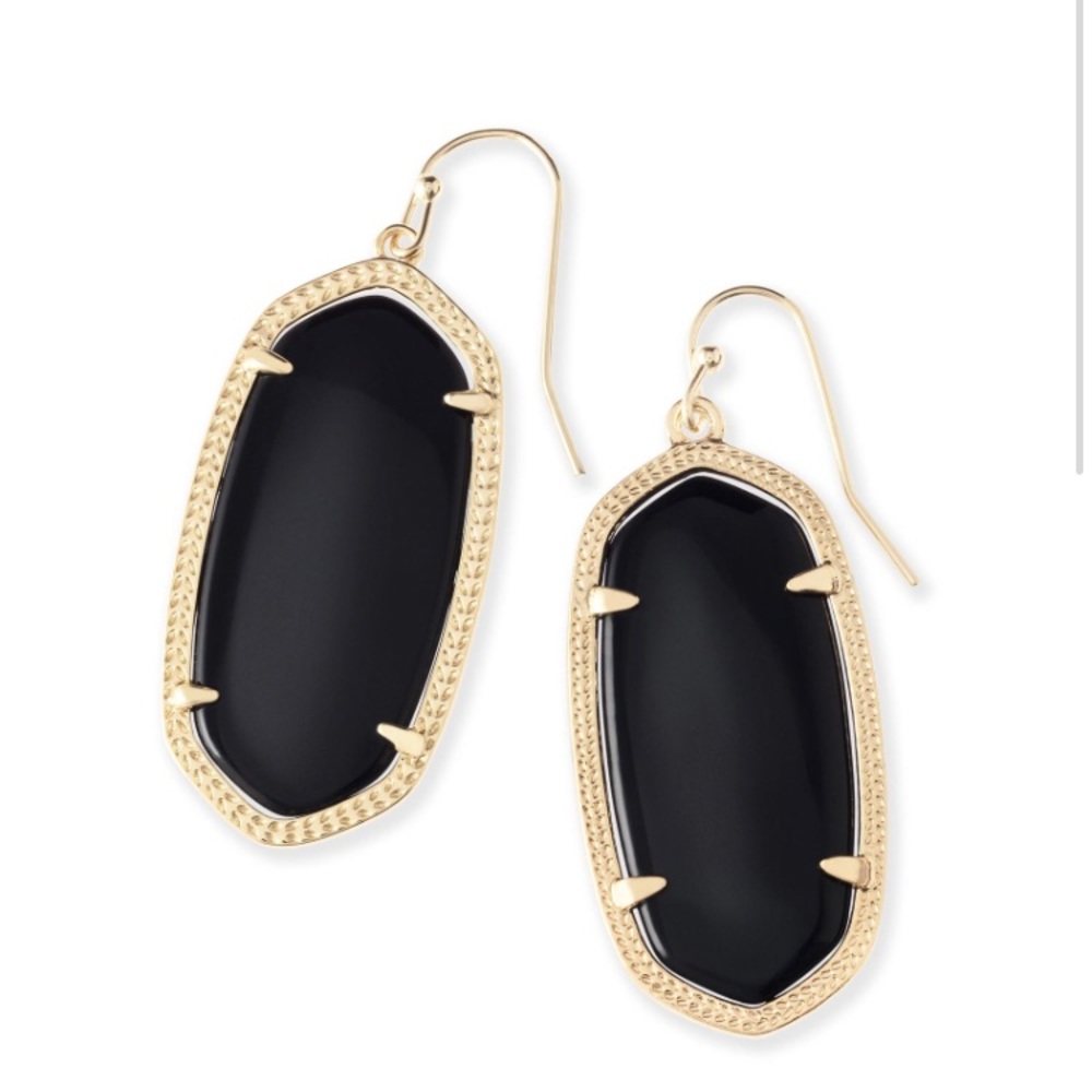 Kendra Scott Black earrings with gold accent.